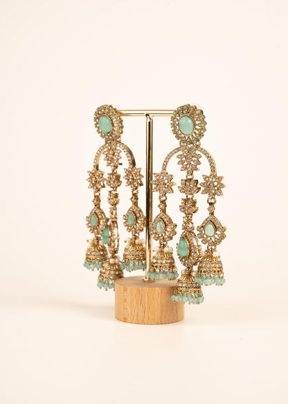 Indian Kundan Moissanite Earrings/ Gold Plated Statement Earrings/ Indian Jewelry/ Traditional Indian Bridal Earrings/ Bridal Wear Jewelry