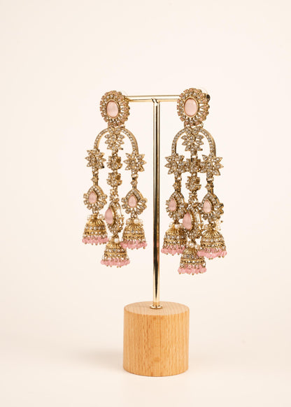 Indian Kundan Moissanite Earrings/ Gold Plated Statement Earrings/ Indian Jewelry/ Traditional Indian Bridal Earrings/ Bridal Wear Jewelry