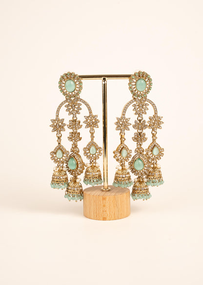 Indian Kundan Moissanite Earrings/ Gold Plated Statement Earrings/ Indian Jewelry/ Traditional Indian Bridal Earrings/ Bridal Wear Jewelry
