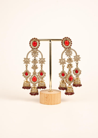 Indian Kundan Moissanite Earrings/ Gold Plated Statement Earrings/ Indian Jewelry/ Traditional Indian Bridal Earrings/ Bridal Wear Jewelry