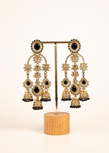 Indian Kundan Moissanite Earrings/ Gold Plated Statement Earrings/ Indian Jewelry/ Traditional Indian Bridal Earrings/ Bridal Wear Jewelry