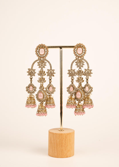 Indian Kundan Moissanite Earrings/ Gold Plated Statement Earrings/ Indian Jewelry/ Traditional Indian Bridal Earrings/ Bridal Wear Jewelry
