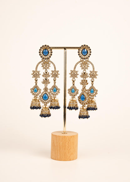 Indian Kundan Moissanite Earrings/ Gold Plated Statement Earrings/ Indian Jewelry/ Traditional Indian Bridal Earrings/ Bridal Wear Jewelry