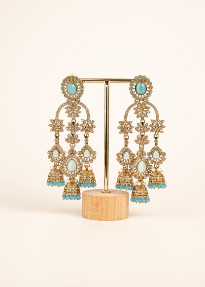 Indian Kundan Moissanite Earrings/ Gold Plated Statement Earrings/ Indian Jewelry/ Traditional Indian Bridal Earrings/ Bridal Wear Jewelry