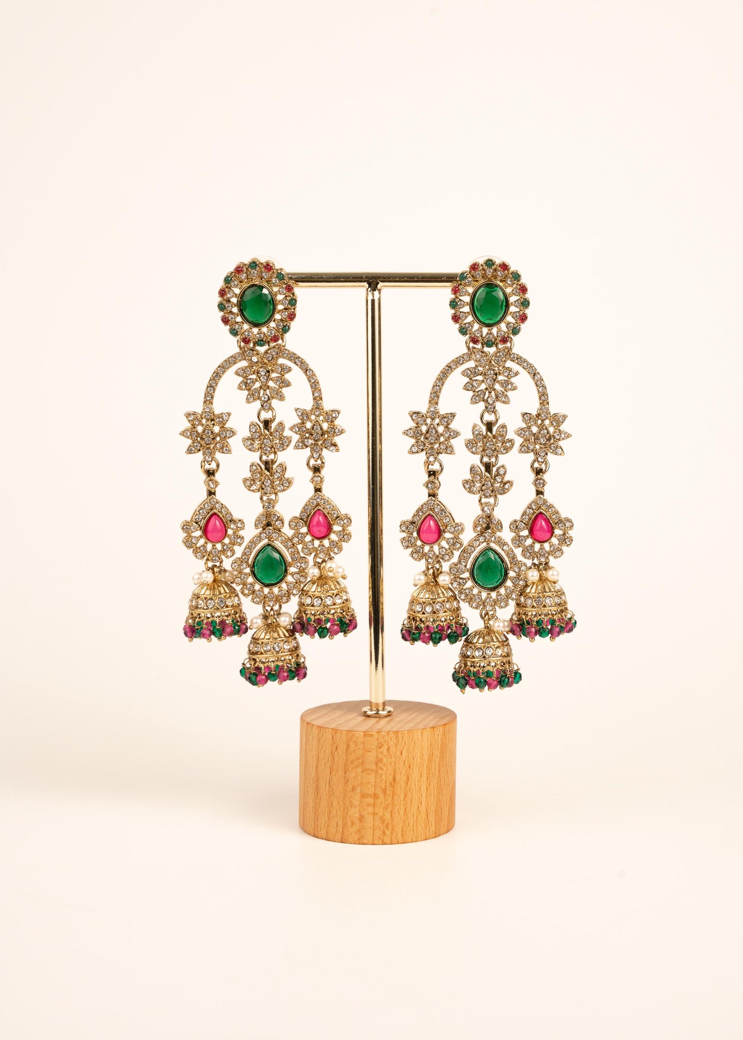 Indian Kundan Moissanite Earrings/ Gold Plated Statement Earrings/ Indian Jewelry/ Traditional Indian Bridal Earrings/ Bridal Wear Jewelry
