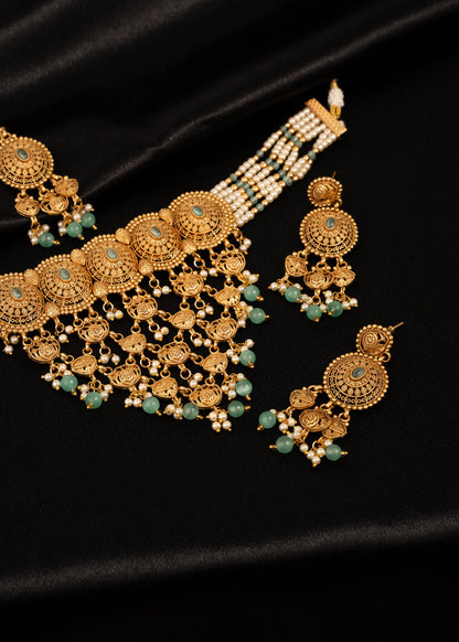 High Quality Gold plated Waterfall Necklace Set/ Statement Necklace/ Festive Jewelry Set/ Indian Pakistani Jewelry/ Mint/ Pink/ Party Wear