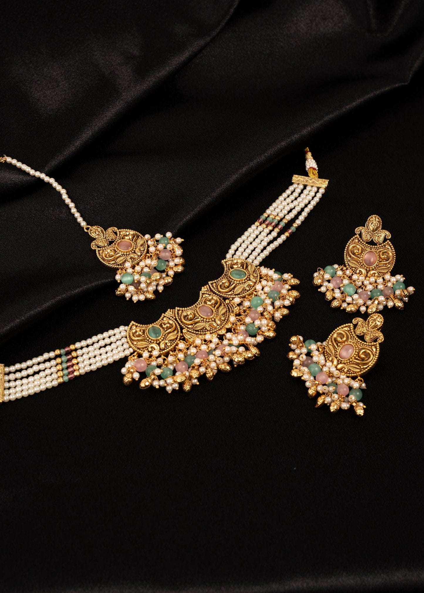 Premium Gold Plated Necklace Choker Set/ Indian Jewelry/ Traditional Necklace Set/ Festive Jewelry/ Pakistani Jewelry/ Indian Bridal Jewelry