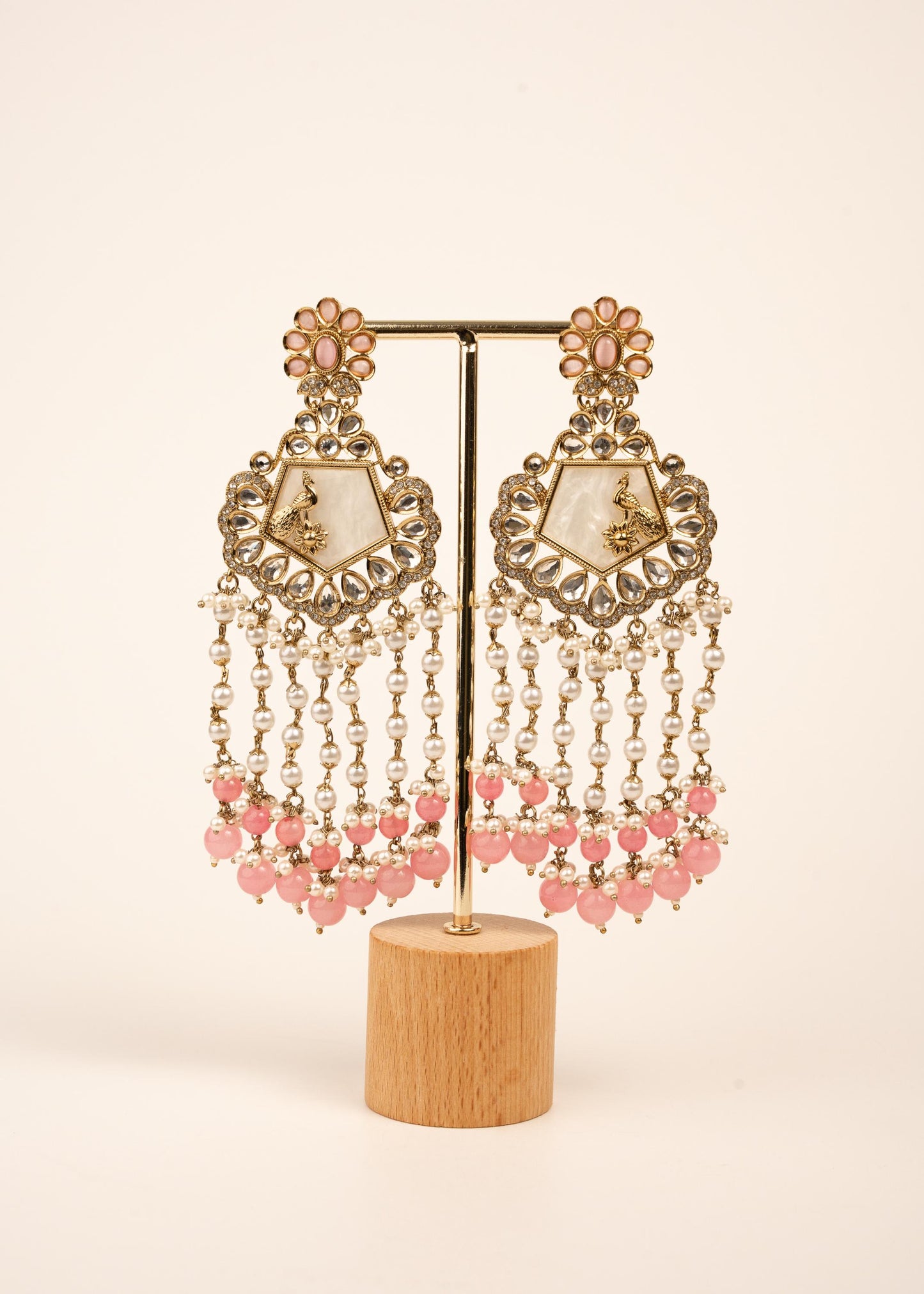 High Quality Polki Kundan Earrings/ Peacock Earrings/ Antique Kundan Polki Jhumkas/ Pearl Earrings/ Statement Earrings/ Mint/ Reception/