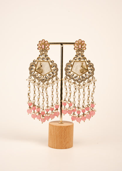 High Quality Polki Kundan Earrings/ Peacock Earrings/ Antique Kundan Polki Jhumkas/ Pearl Earrings/ Statement Earrings/ Mint/ Reception/