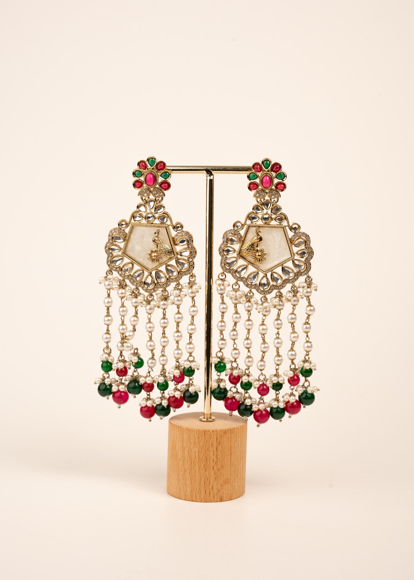 High Quality Polki Kundan Earrings/ Peacock Earrings/ Antique Kundan Polki Jhumkas/ Pearl Earrings/ Statement Earrings/ Mint/ Reception/