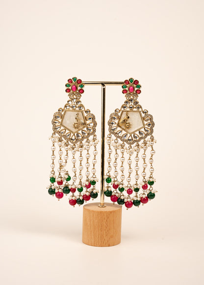 High Quality Polki Kundan Earrings/ Peacock Earrings/ Antique Kundan Polki Jhumkas/ Pearl Earrings/ Statement Earrings/ Mint/ Reception/