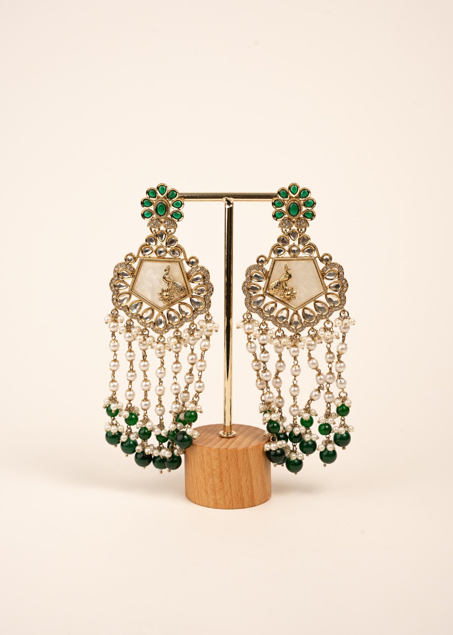 High Quality Polki Kundan Earrings/ Peacock Earrings/ Antique Kundan Polki Jhumkas/ Pearl Earrings/ Statement Earrings/ Mint/ Reception/