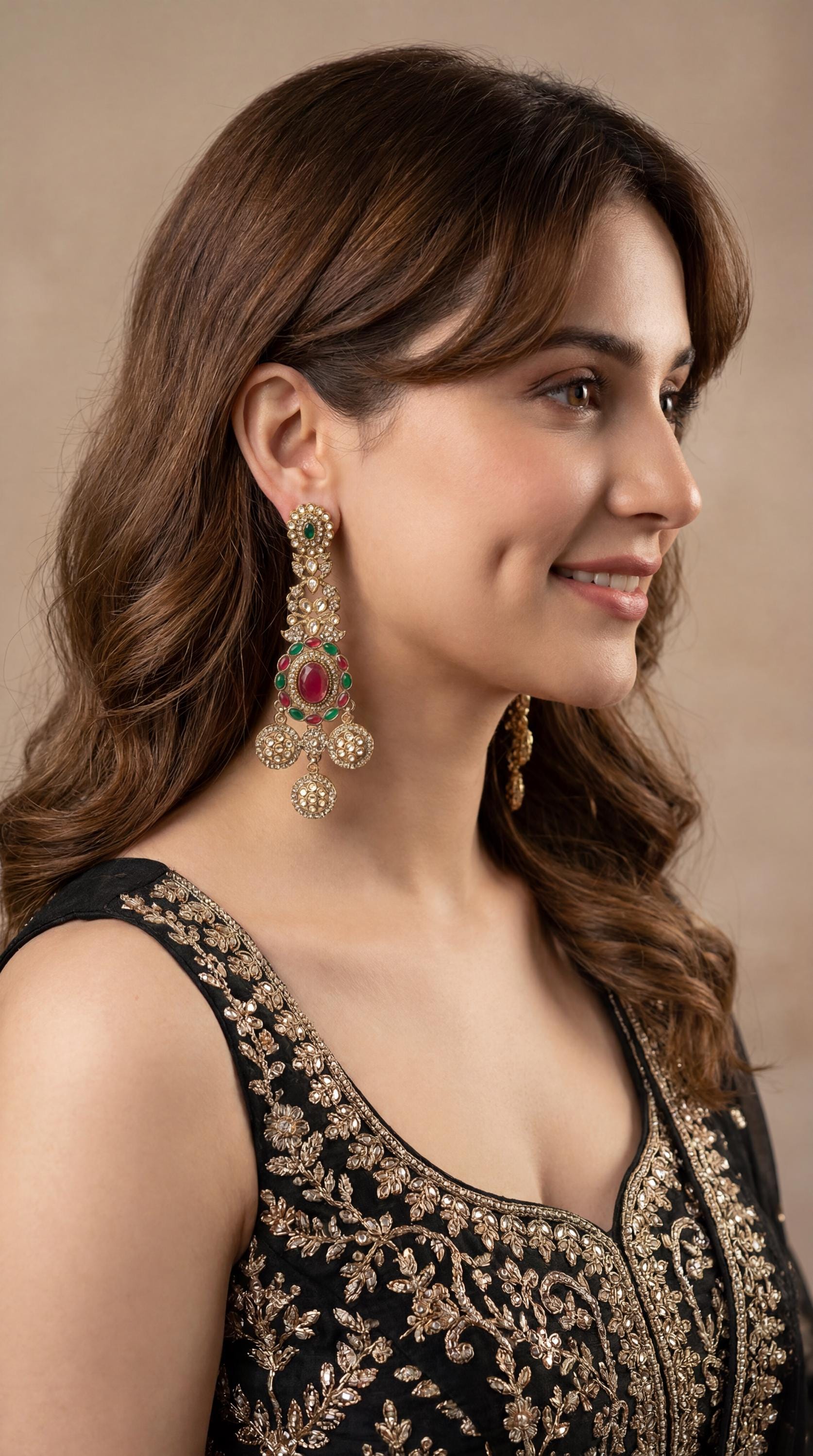 Royal Kundan Chandelier Earrings/ Maharani Style Chandelier Earrings/ Statement Earrings/ Oversized Wedding Earrings/ Traditional Earrings