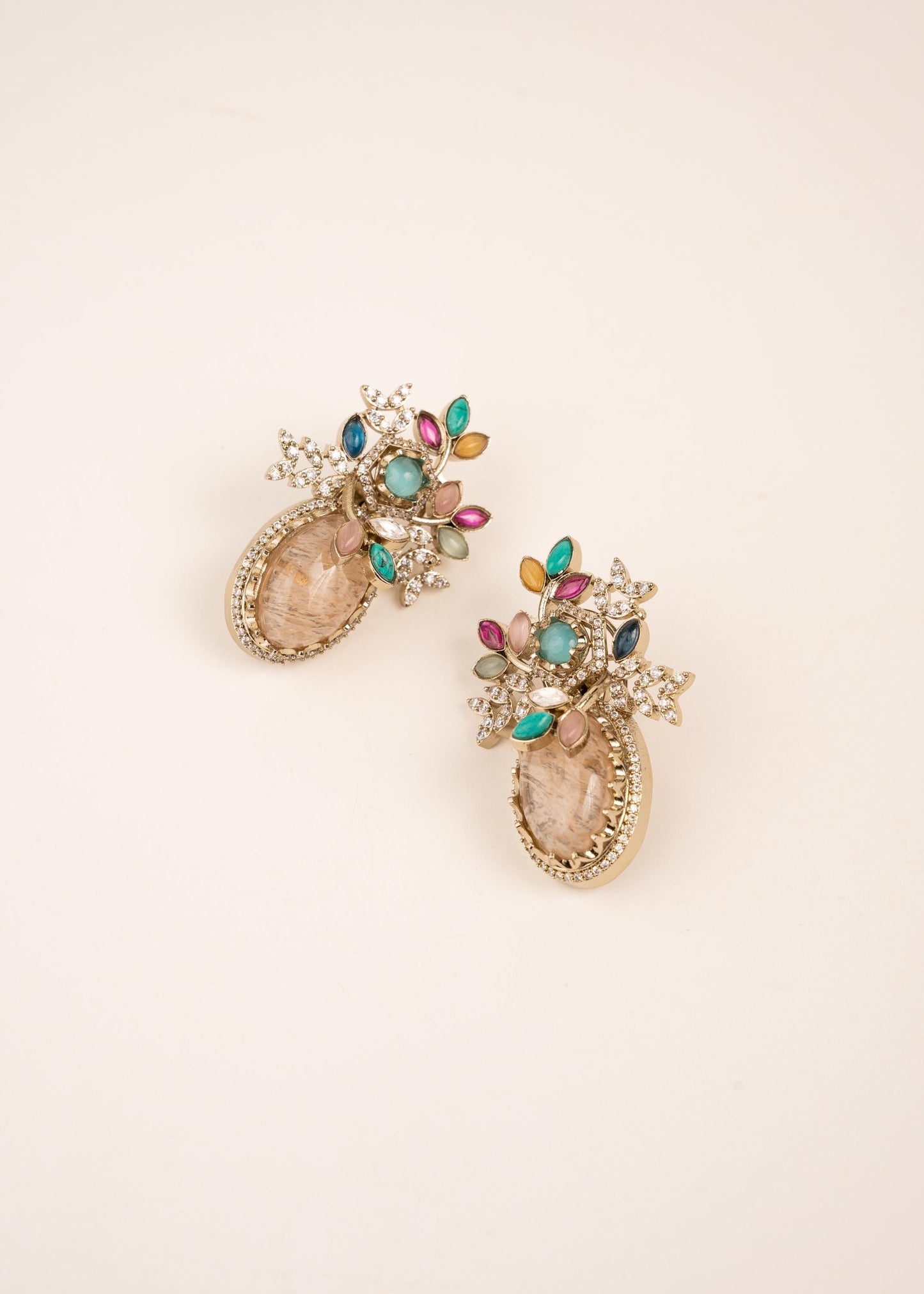 Sabyasachi Inspired Premium Kundan Earrings/ Indian Jewelry/ Bollywood Jewelry/ Trendy Marble Earrings/ Indo Western Studs/ Black/ Pink