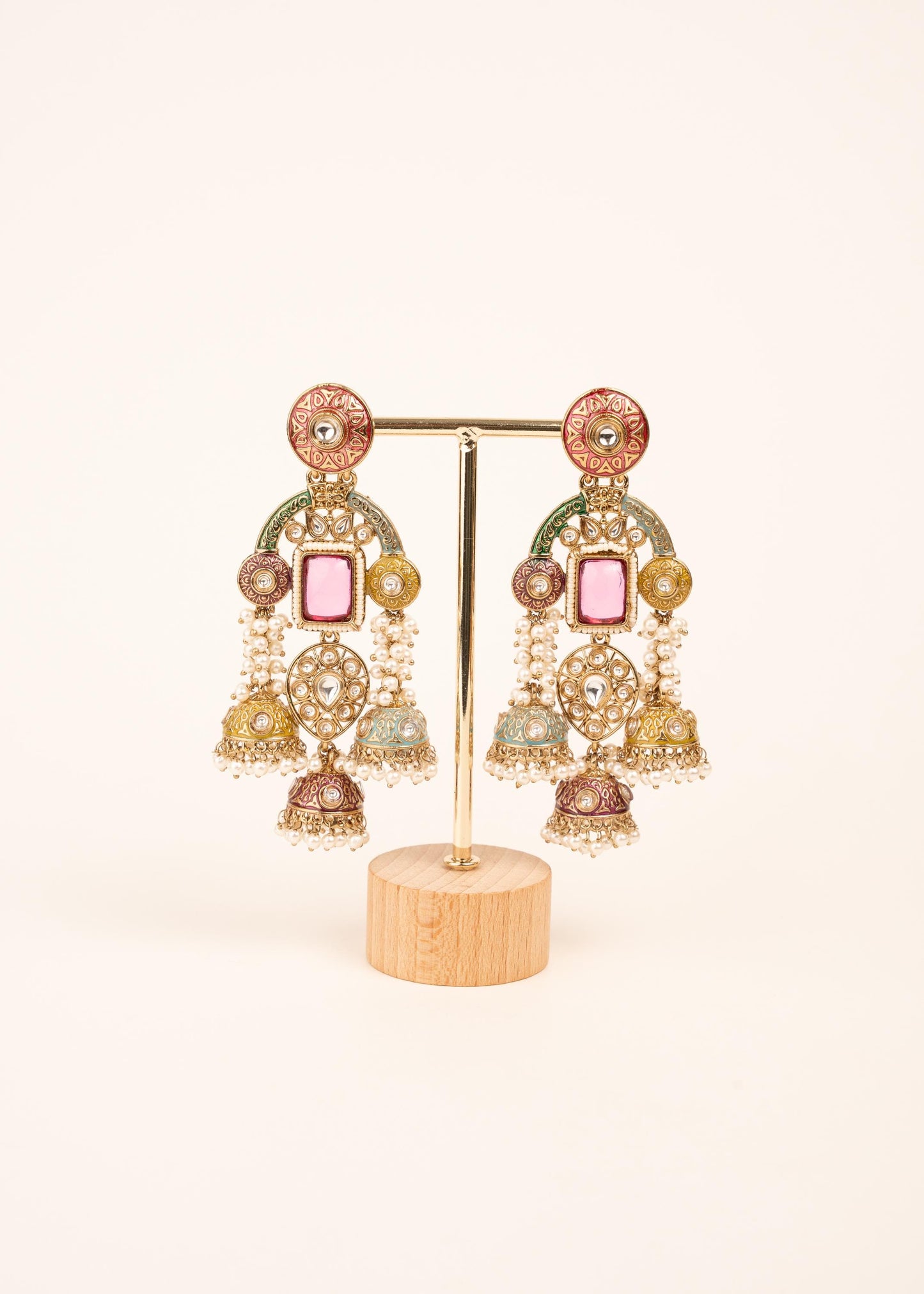 Premium Chandbali Chandelier Earrings/ Gold Plated Jhumkas/ Statement Earrings/ Oversized Earrings/ Trendy Earrings/ Indian Jewelry/ Green