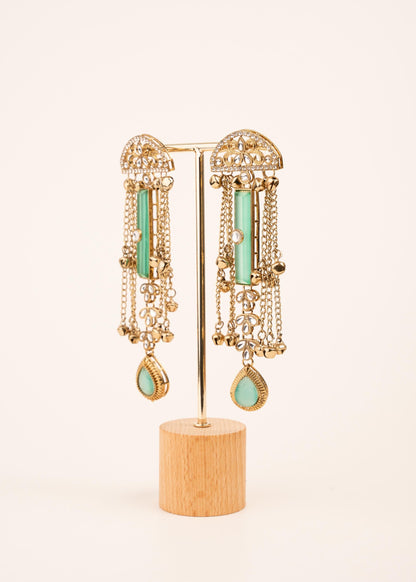 Premium Ghungroo Earrings/ Indian Jewelry/ Kashmiri Style Earrings/ Festive Wear/ Statement Earrings/ Indian Bridal Jewelry/ Ruby/ Green