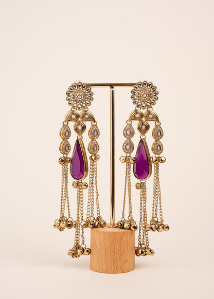 Viral Kashmiri Kundan Earrings/ Ghungroo Earrings/ Traditional Indian Earrings/ Gold Plated Statement Earrings/ Kundan Polki Earrings