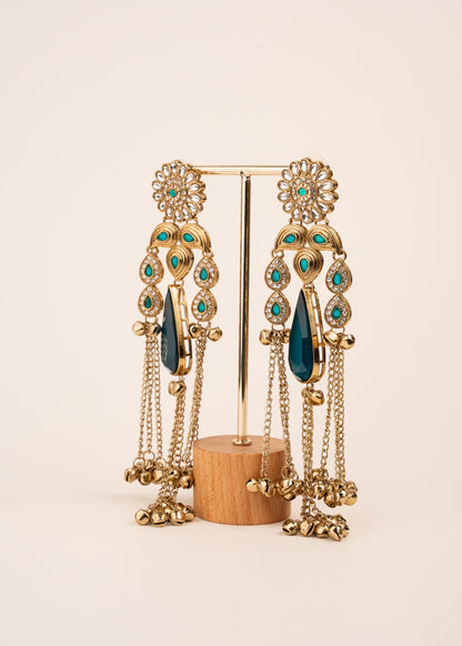 Viral Kashmiri Kundan Earrings/ Ghungroo Earrings/ Traditional Indian Earrings/ Gold Plated Statement Earrings/ Kundan Polki Earrings