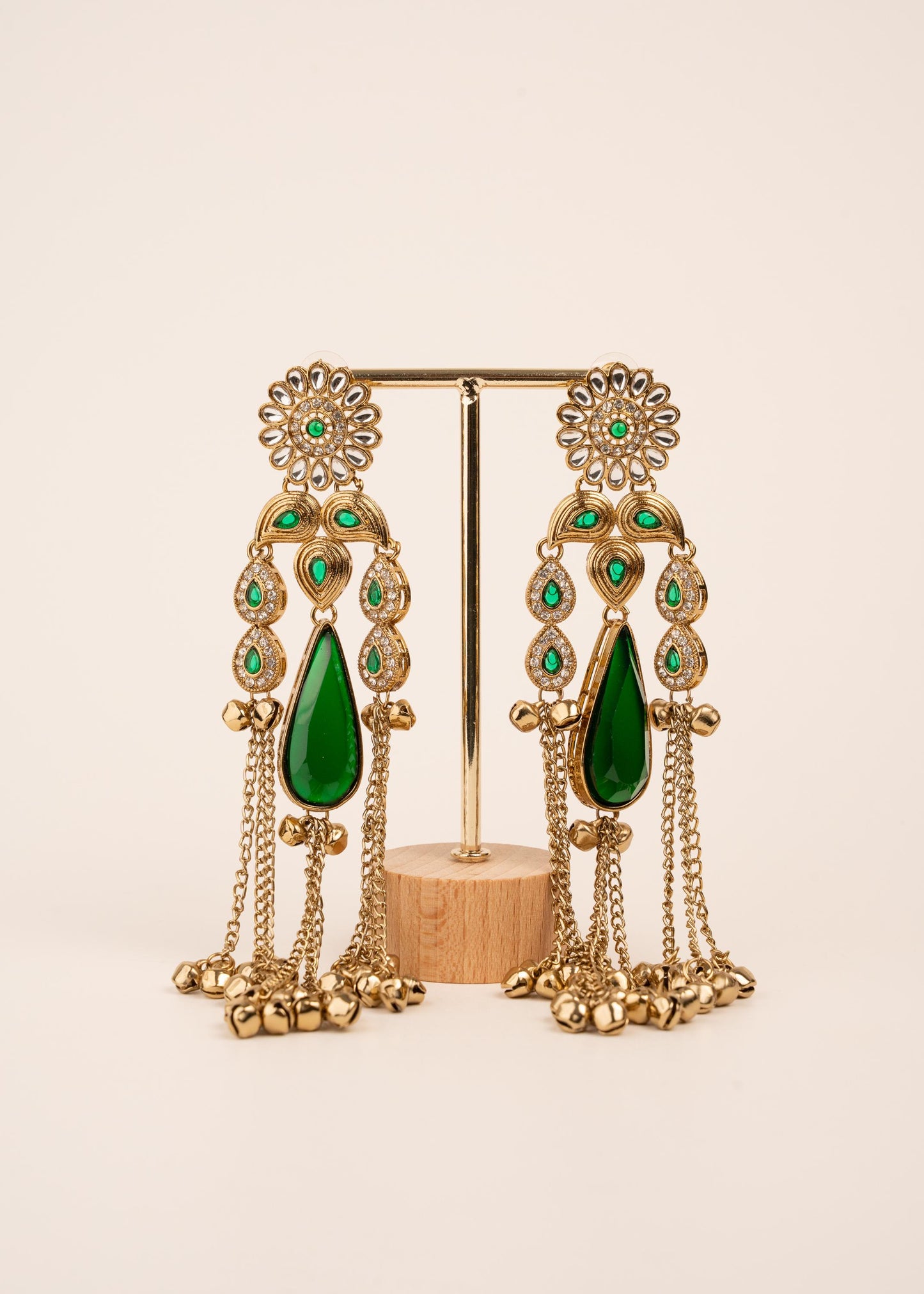 Viral Kashmiri Kundan Earrings/ Ghungroo Earrings/ Traditional Indian Earrings/ Gold Plated Statement Earrings/ Kundan Polki Earrings