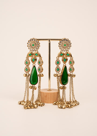 Viral Kashmiri Kundan Earrings/ Ghungroo Earrings/ Traditional Indian Earrings/ Gold Plated Statement Earrings/ Kundan Polki Earrings
