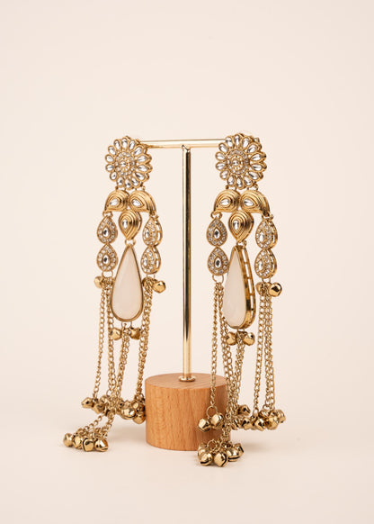 Viral Kashmiri Kundan Earrings/ Ghungroo Earrings/ Traditional Indian Earrings/ Gold Plated Statement Earrings/ Kundan Polki Earrings