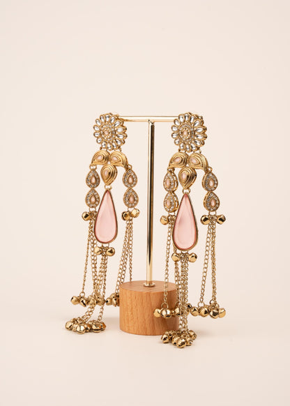 Viral Kashmiri Kundan Earrings/ Ghungroo Earrings/ Traditional Indian Earrings/ Gold Plated Statement Earrings/ Kundan Polki Earrings