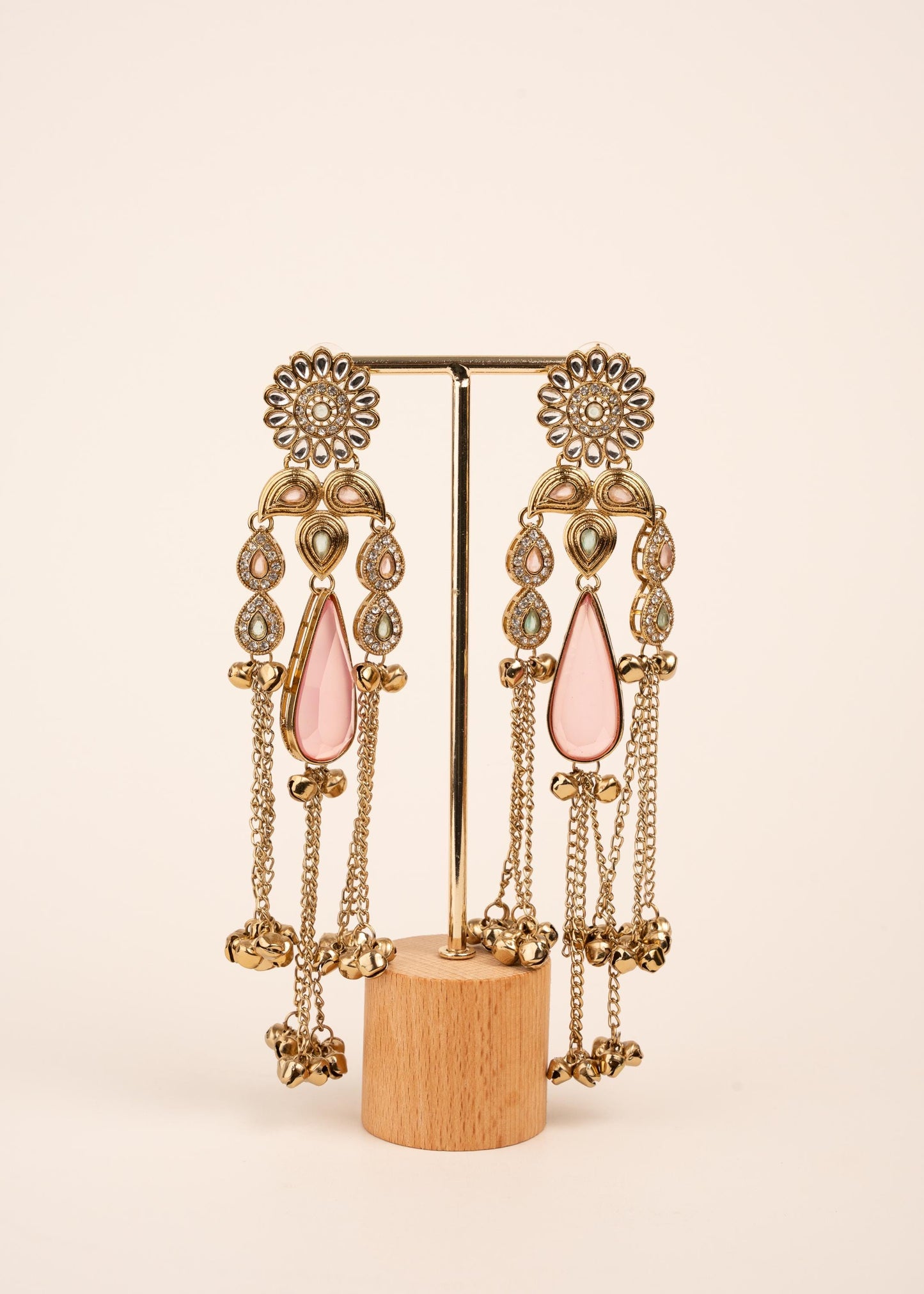 Viral Kashmiri Kundan Earrings/ Ghungroo Earrings/ Traditional Indian Earrings/ Gold Plated Statement Earrings/ Kundan Polki Earrings
