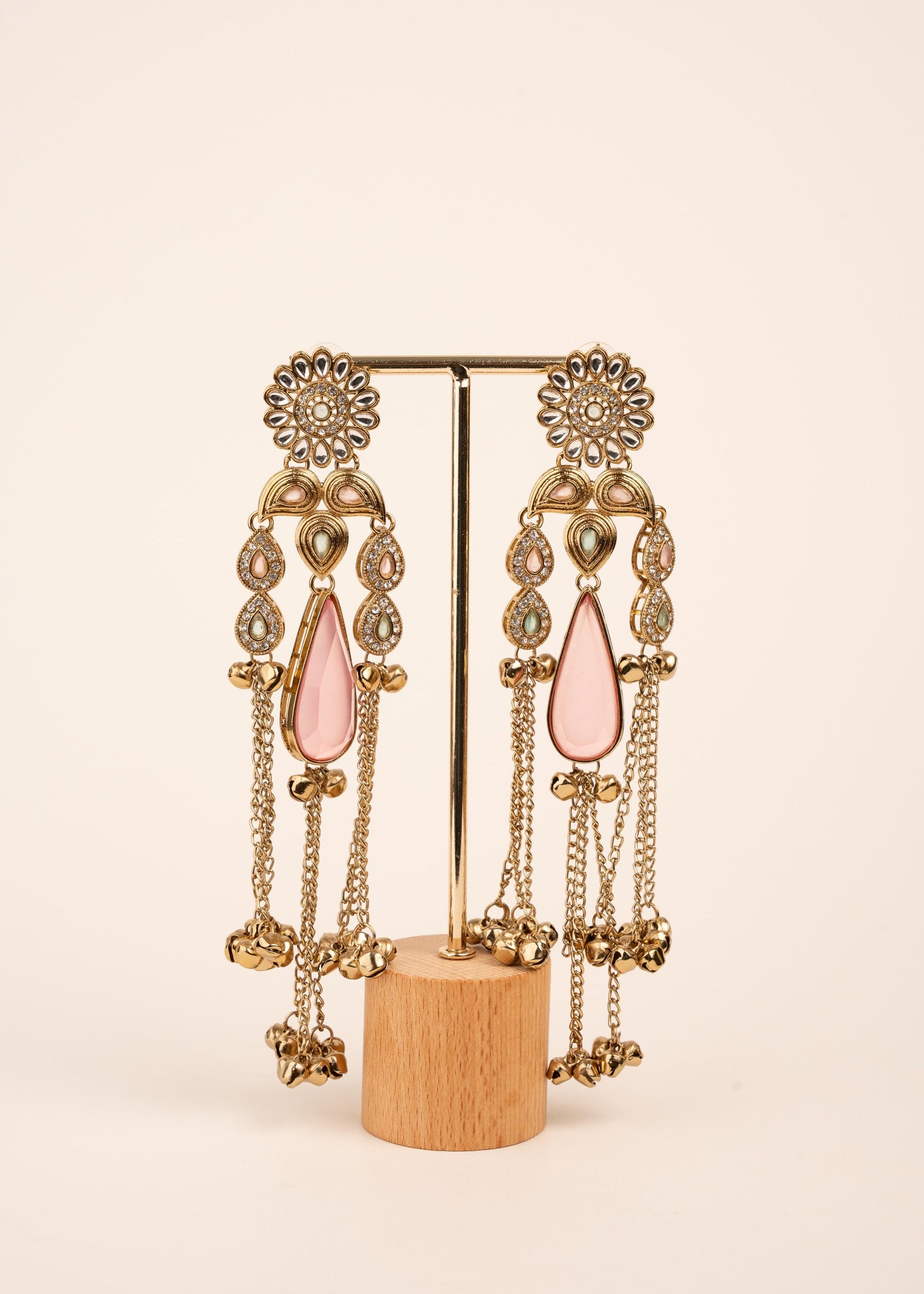 Viral Kashmiri Kundan Earrings/ Ghungroo Earrings/ Traditional Indian Earrings/ Gold Plated Statement Earrings/ Kundan Polki Earrings