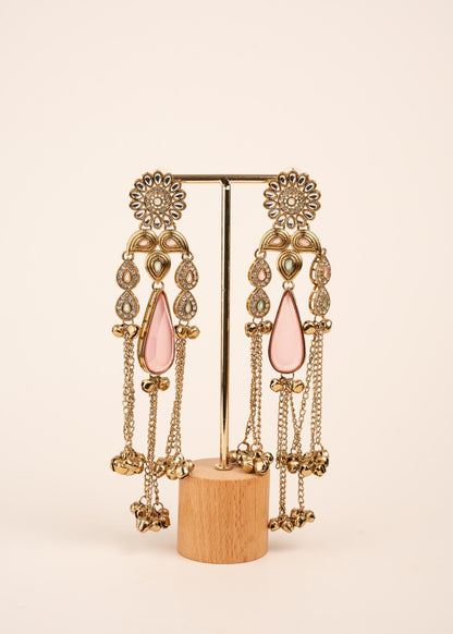 Viral Kashmiri Kundan Earrings/ Ghungroo Earrings/ Traditional Indian Earrings/ Gold Plated Statement Earrings/ Kundan Polki Earrings