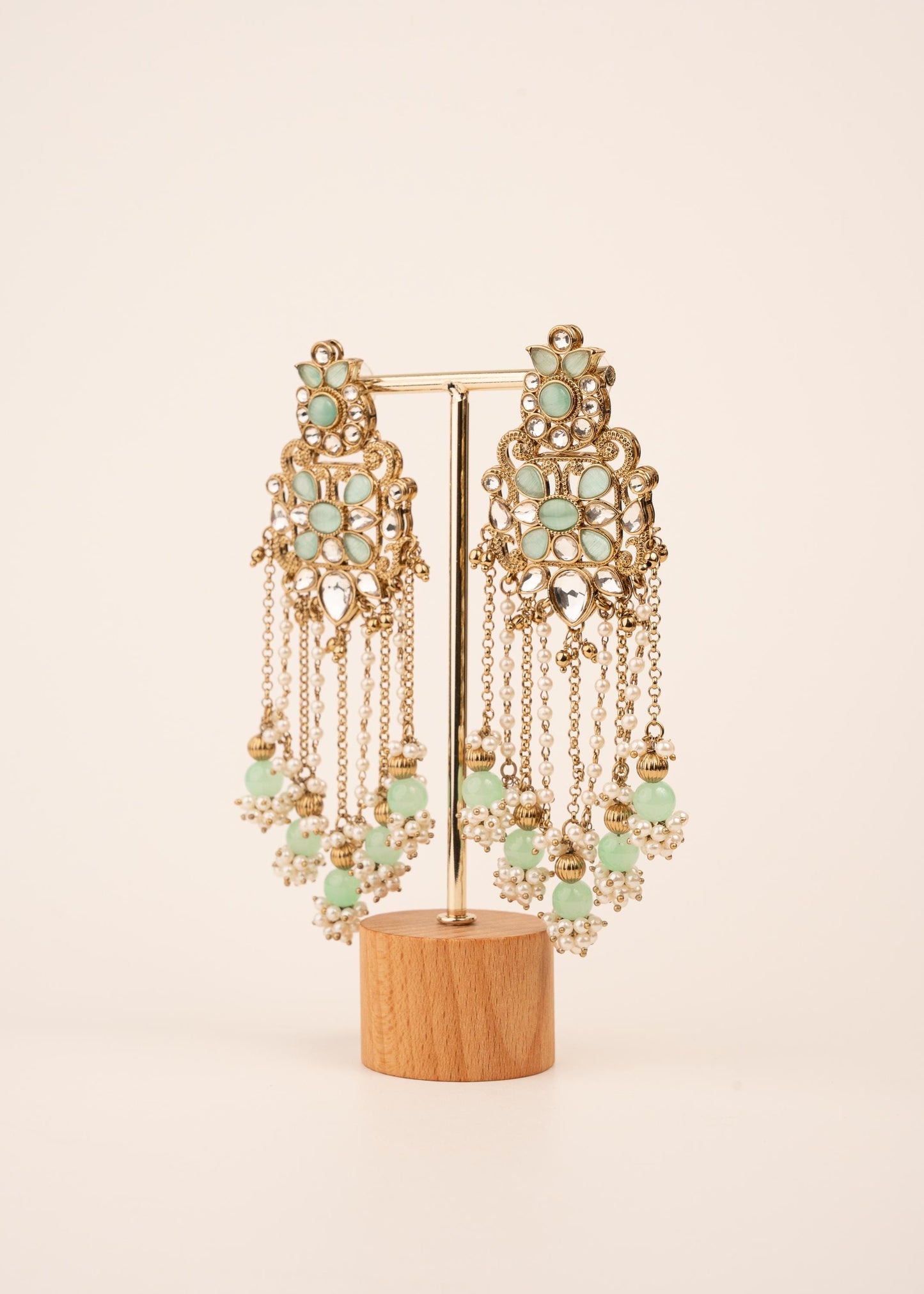 Luxury Kundan Pearl Drop Earrings/ Designer Chandbali Tassel Earrings/ Kundan Chandelier Earrings/ Pearl Fringe Statement Earrings