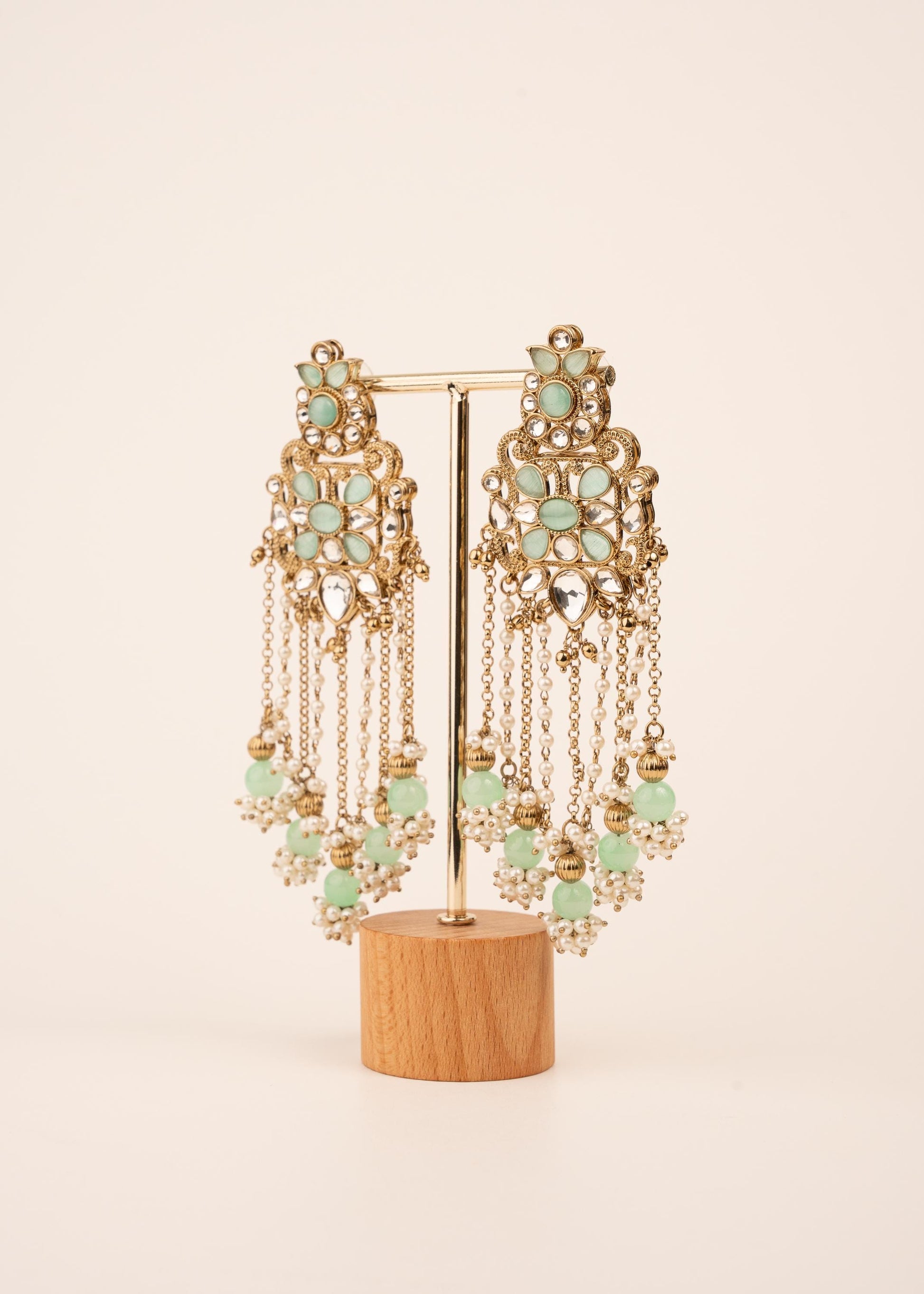 Luxury Kundan Pearl Drop Earrings/ Designer Chandbali Tassel Earrings/ Kundan Chandelier Earrings/ Pearl Fringe Statement Earrings