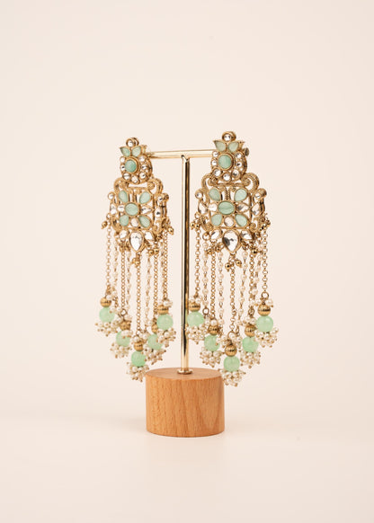 Luxury Kundan Pearl Drop Earrings/ Designer Chandbali Tassel Earrings/ Kundan Chandelier Earrings/ Pearl Fringe Statement Earrings