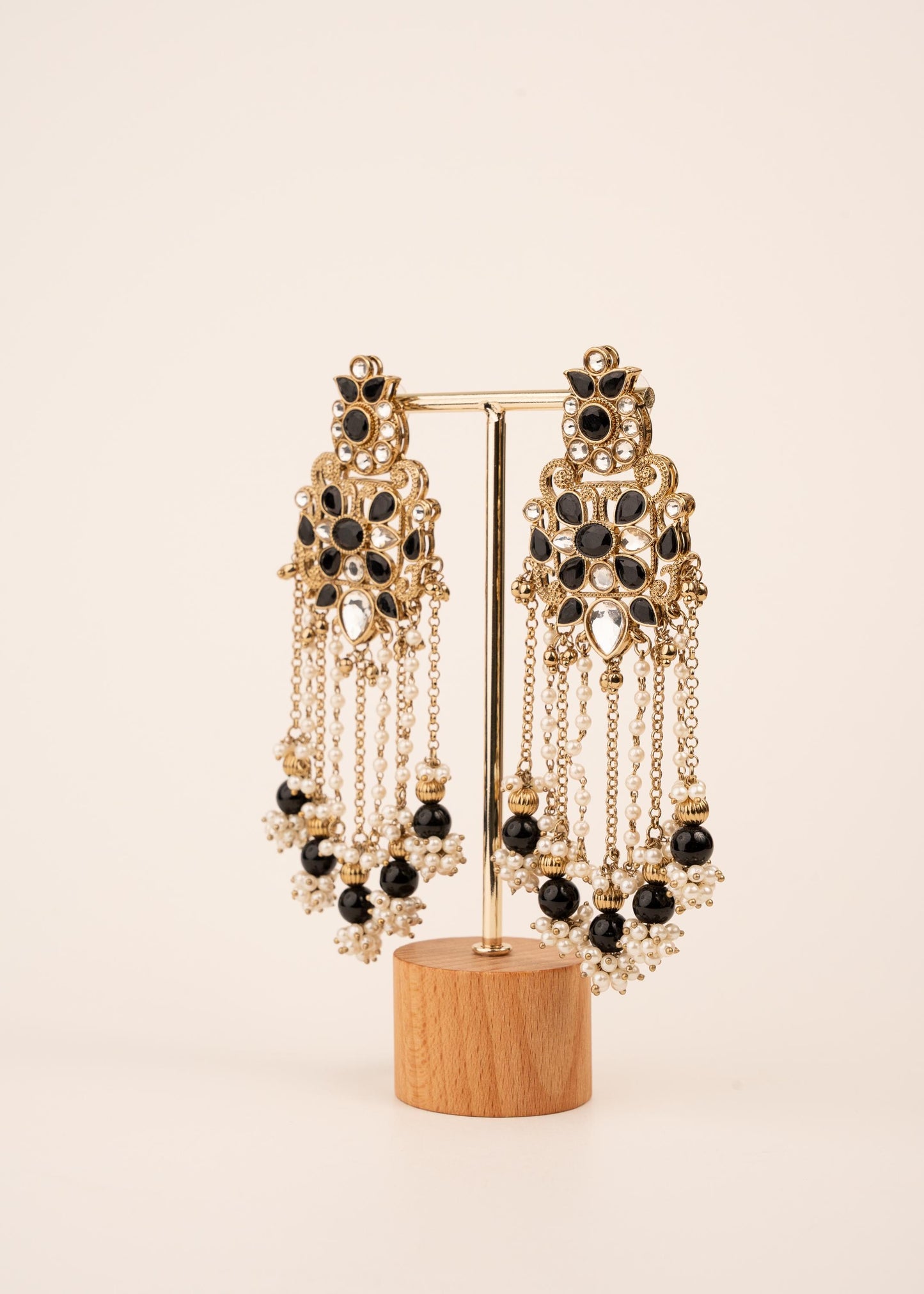 Luxury Kundan Pearl Drop Earrings/ Designer Chandbali Tassel Earrings/ Kundan Chandelier Earrings/ Pearl Fringe Statement Earrings