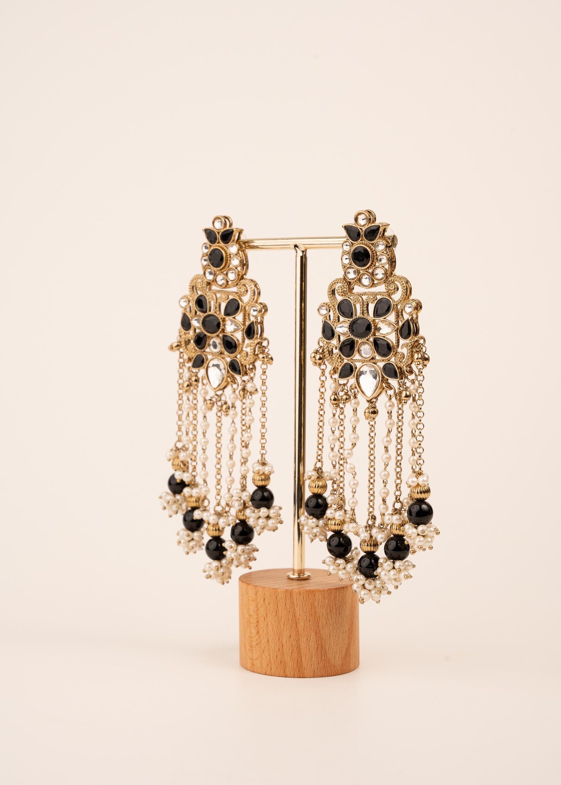 Luxury Kundan Pearl Drop Earrings/ Designer Chandbali Tassel Earrings/ Kundan Chandelier Earrings/ Pearl Fringe Statement Earrings