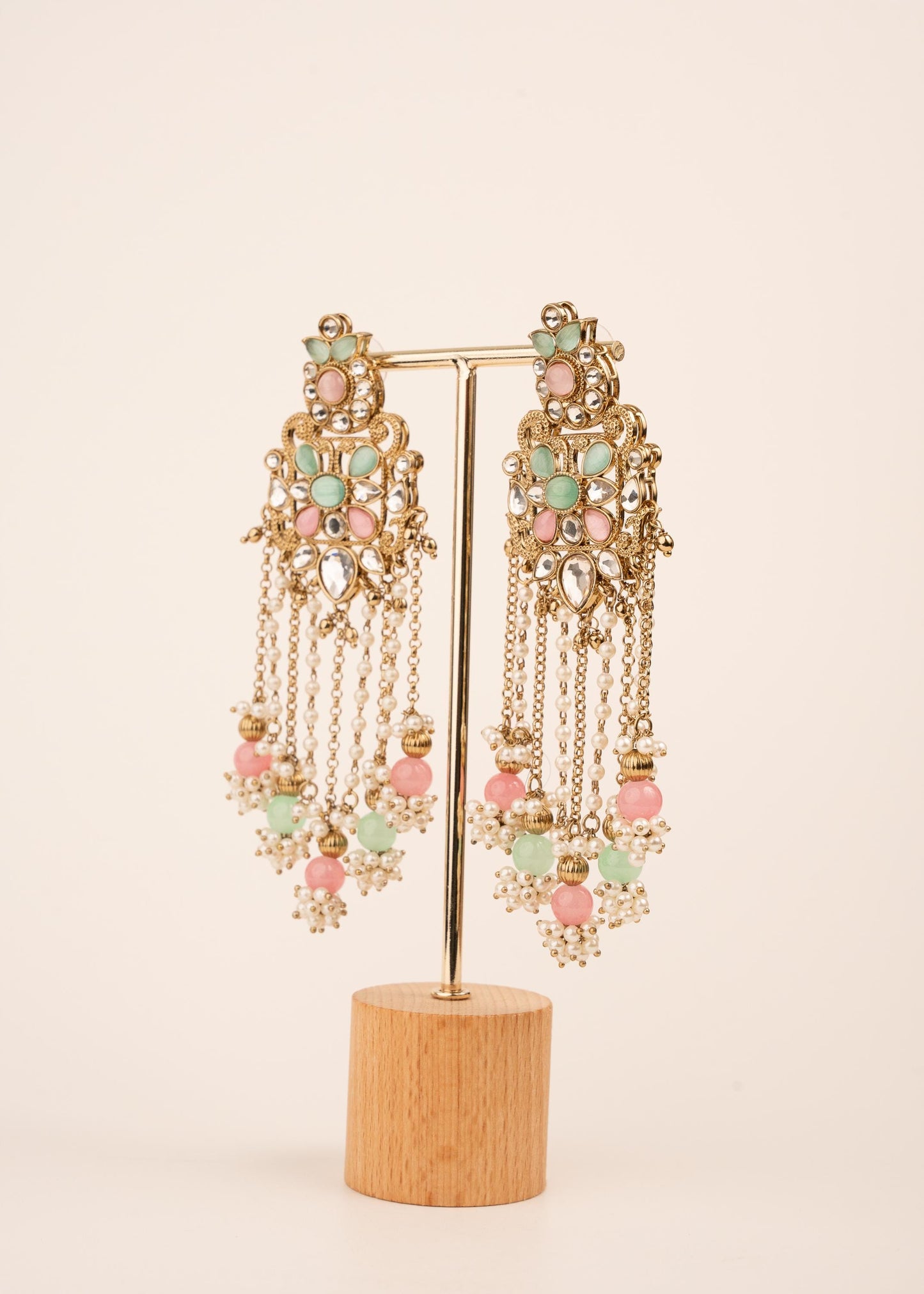 Luxury Kundan Pearl Drop Earrings/ Designer Chandbali Tassel Earrings/ Kundan Chandelier Earrings/ Pearl Fringe Statement Earrings