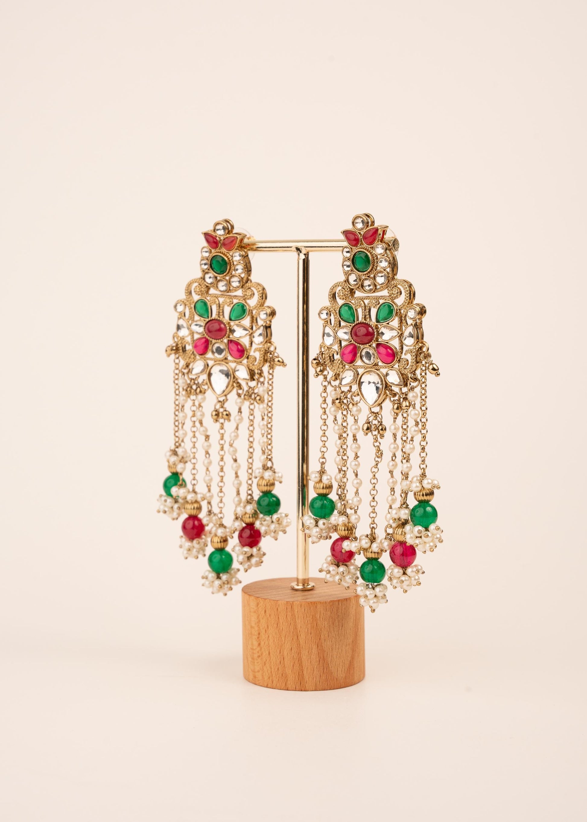 Luxury Kundan Pearl Drop Earrings/ Designer Chandbali Tassel Earrings/ Kundan Chandelier Earrings/ Pearl Fringe Statement Earrings