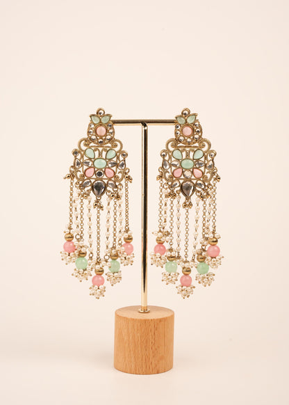 Luxury Kundan Pearl Drop Earrings/ Designer Chandbali Tassel Earrings/ Kundan Chandelier Earrings/ Pearl Fringe Statement Earrings