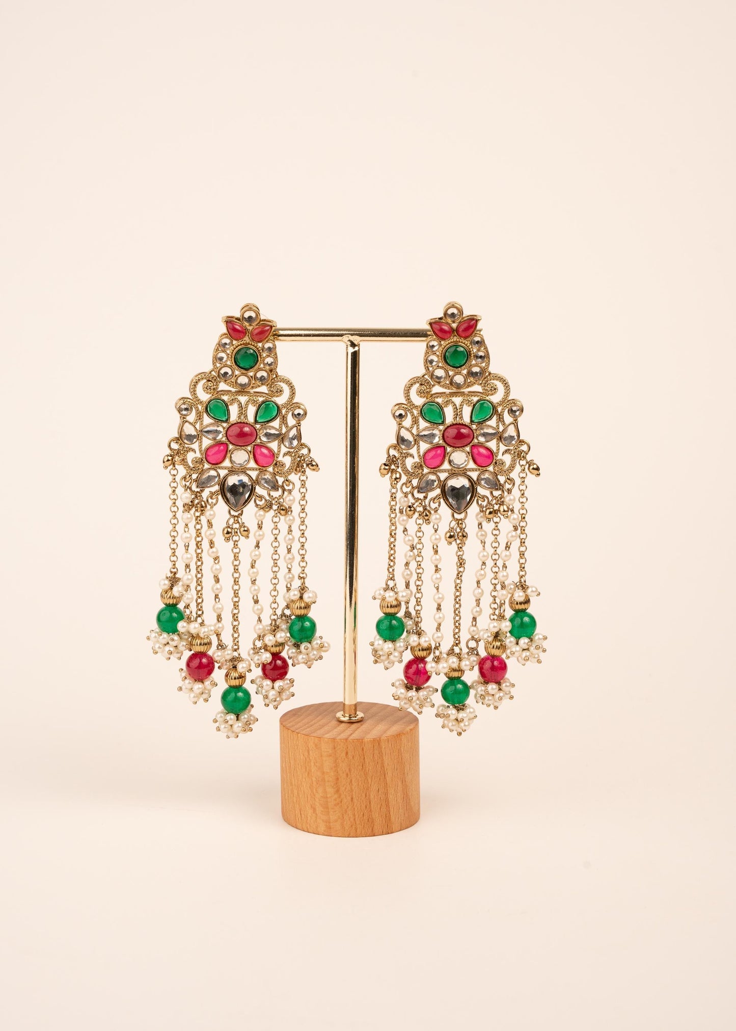 Luxury Kundan Pearl Drop Earrings/ Designer Chandbali Tassel Earrings/ Kundan Chandelier Earrings/ Pearl Fringe Statement Earrings