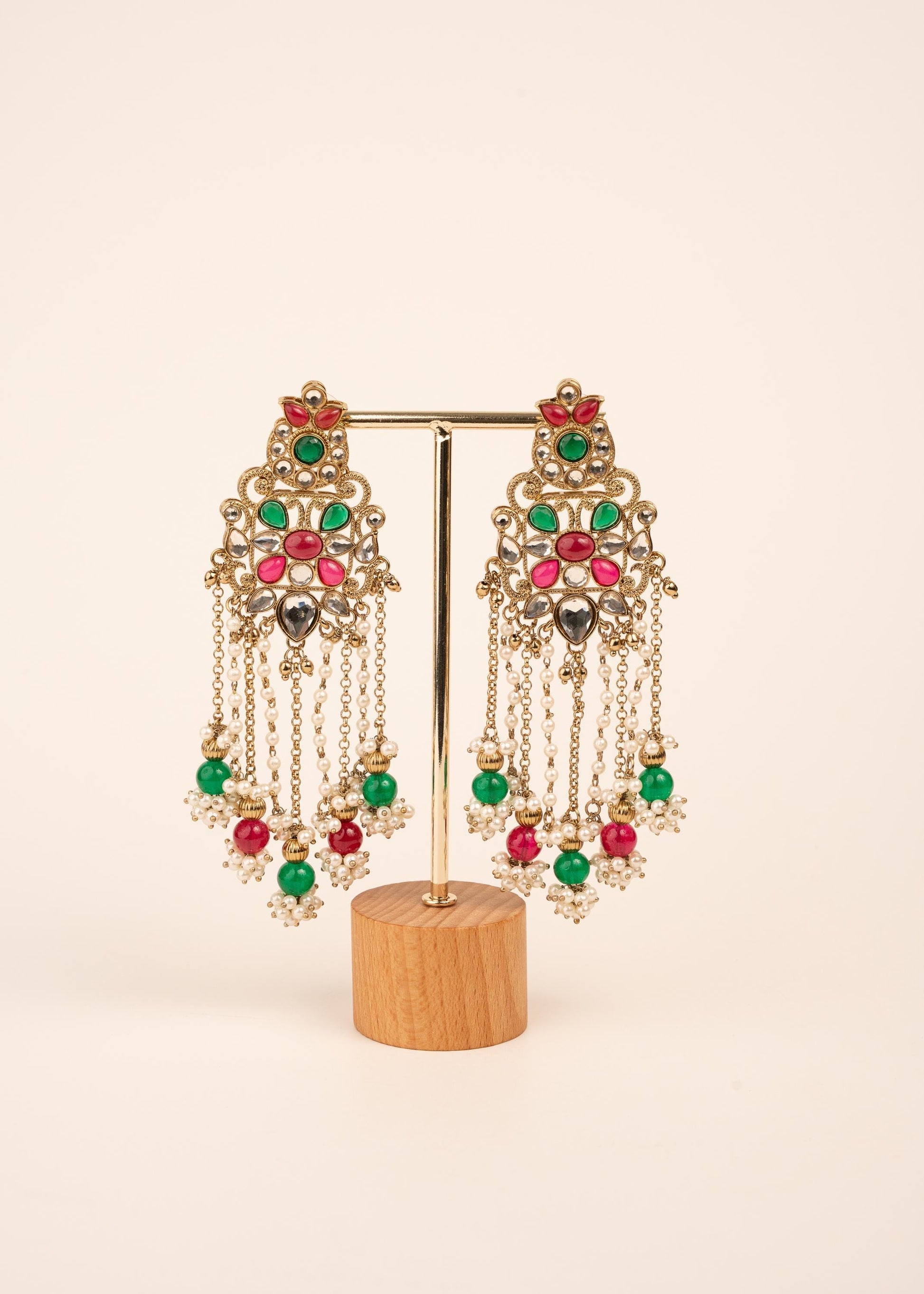 Luxury Kundan Pearl Drop Earrings/ Designer Chandbali Tassel Earrings/ Kundan Chandelier Earrings/ Pearl Fringe Statement Earrings