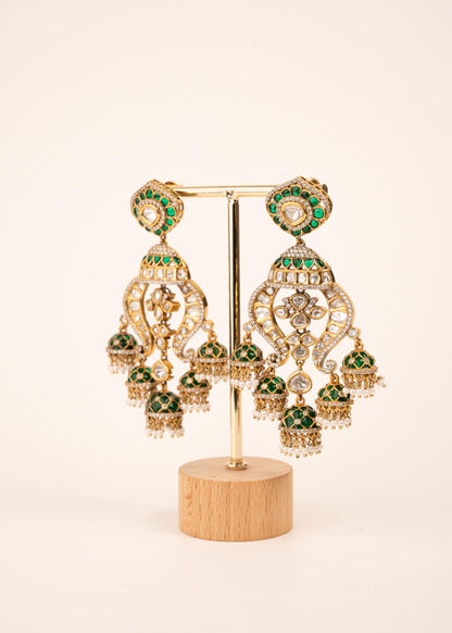 Premium Kundan Chandelier Earrings/ Indian Jewelry/ Gold Plated Bridal Statement Jewelry/ Indian Wedding Earrings/  Designer Earrings