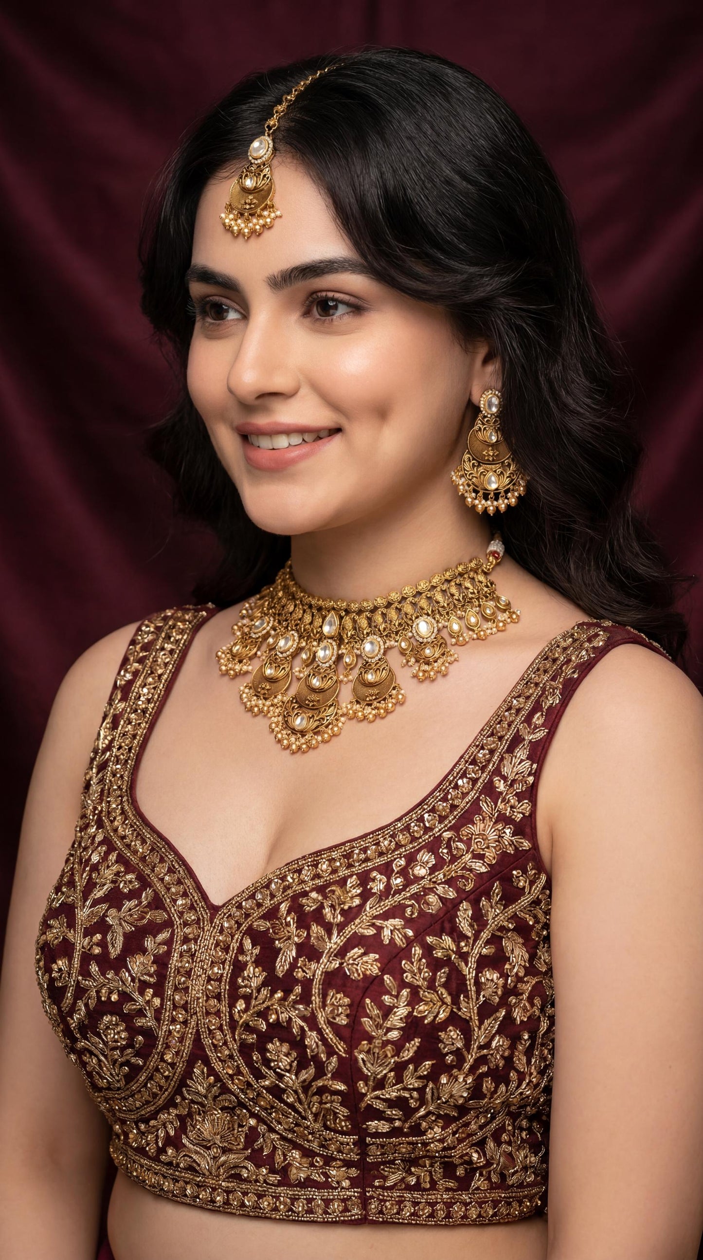 Exclusive Gold Plated Kundan Necklace Set/ Indian Wedding Jewelry/ Antique Bridal Kundan Necklace Set/ Statement Kundan Necklace/ Pakistani