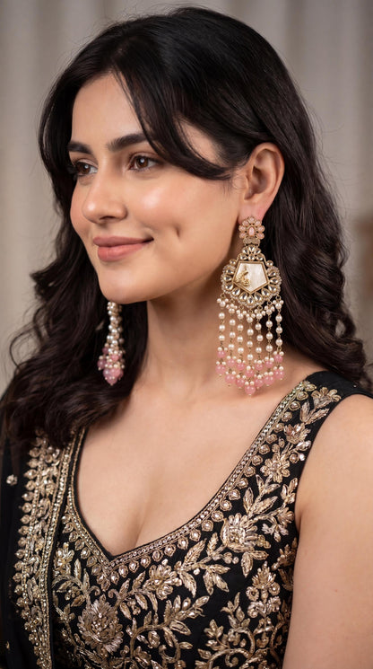 High Quality Polki Kundan Earrings/ Peacock Earrings/ Antique Kundan Polki Jhumkas/ Pearl Earrings/ Statement Earrings/ Mint/ Reception/
