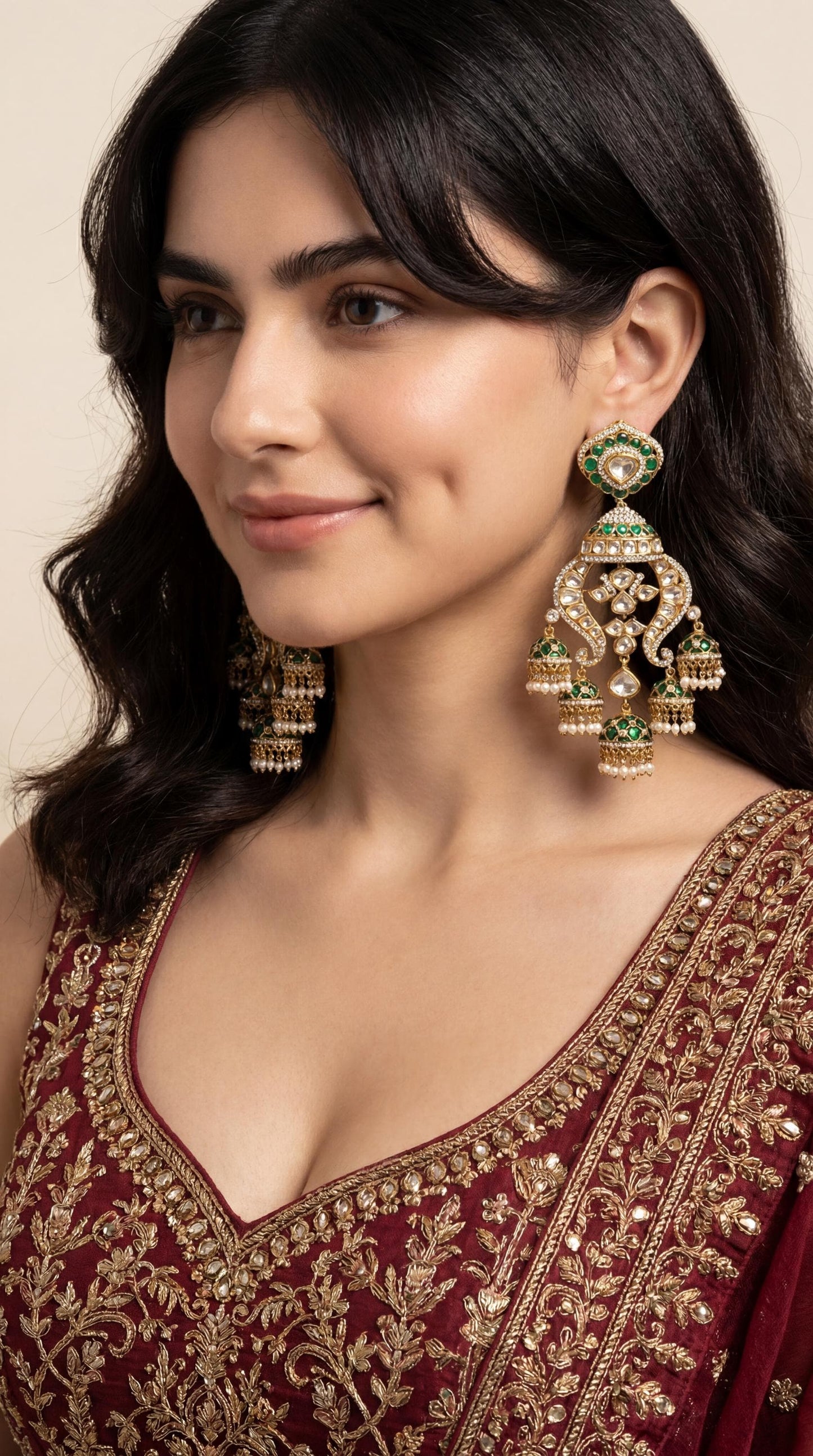 Premium Kundan Chandelier Earrings/ Indian Jewelry/ Gold Plated Bridal Statement Jewelry/ Indian Wedding Earrings/  Designer Earrings