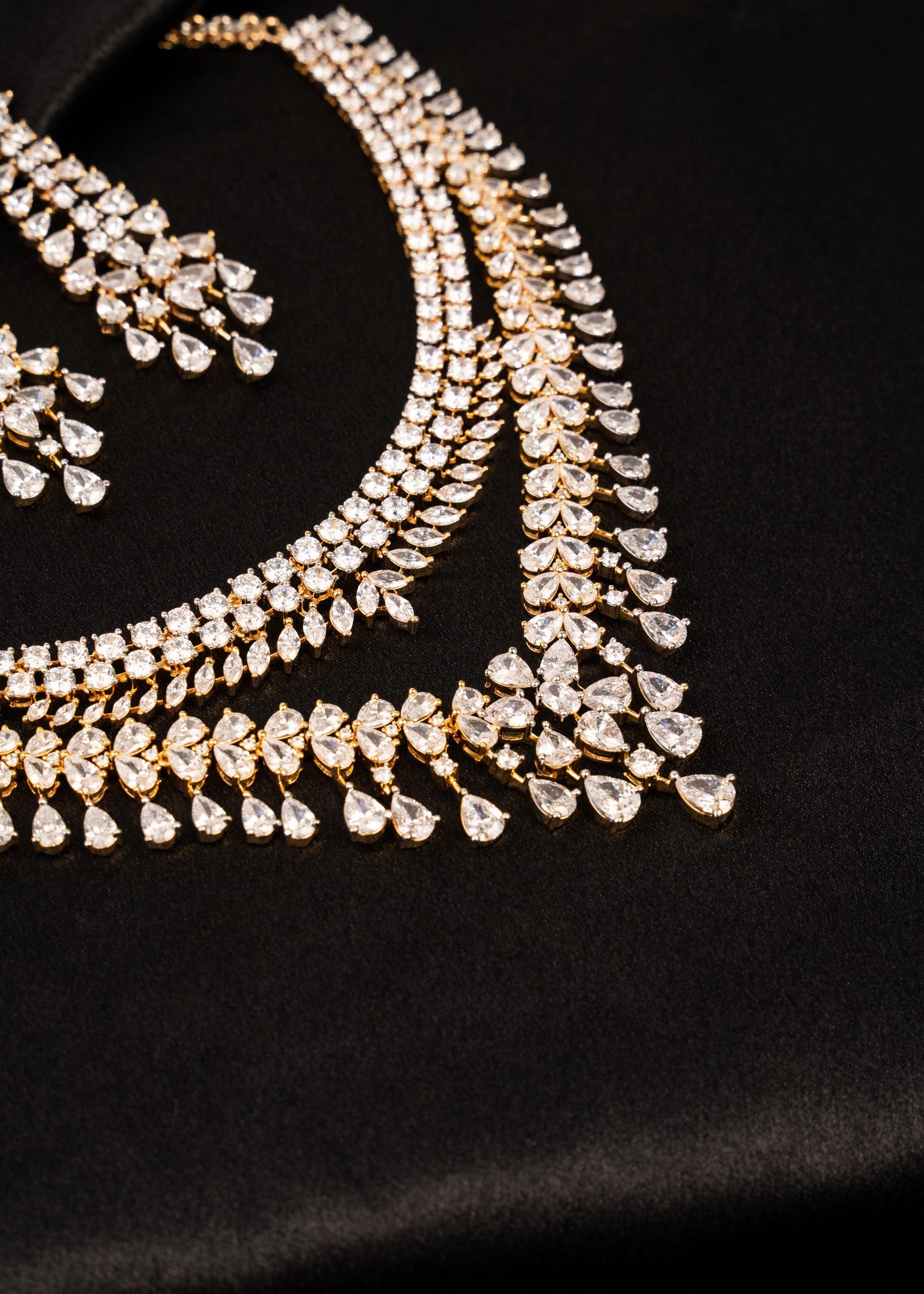 Premium Moissanite Necklace Set/ Statement Bridal Jewelry with Earrings/ Wedding Jewelry/ Reception Wear/ Festive Wear/ Bridal Collection