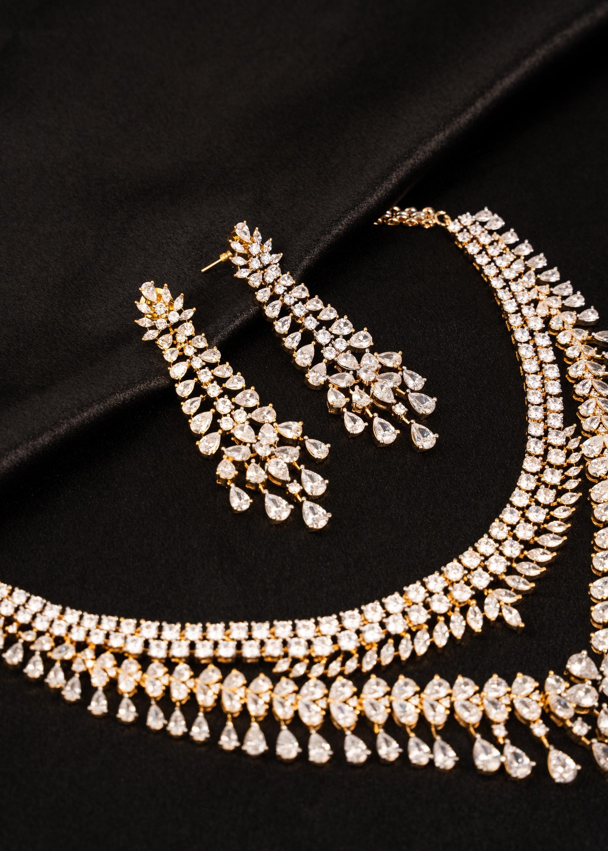 Premium Moissanite Necklace Set/ Statement Bridal Jewelry with Earrings/ Wedding Jewelry/ Reception Wear/ Festive Wear/ Bridal Collection