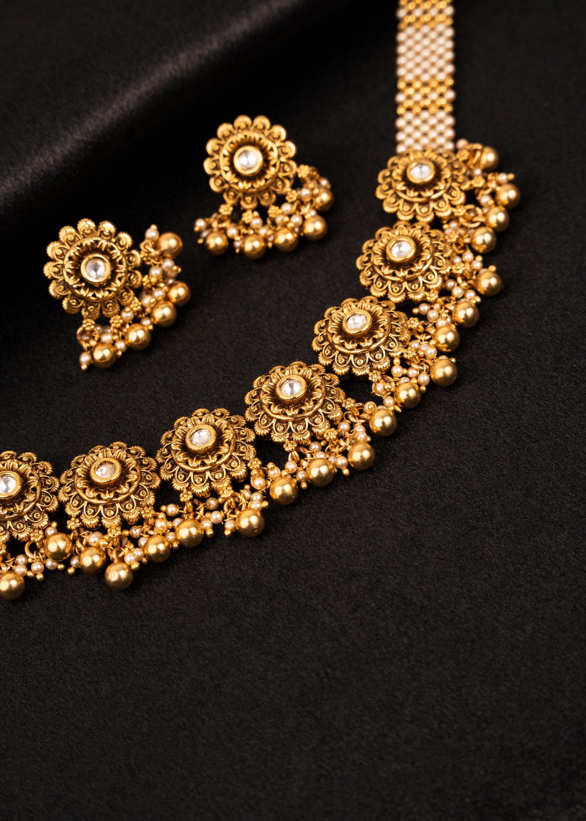 Premium Gold Plated Choker Necklace Set/ Indian Jewelry/ Antique Jewelry/ Indian Bridal Jewelry/ Wedding Jewelry/ Statement Jewelry