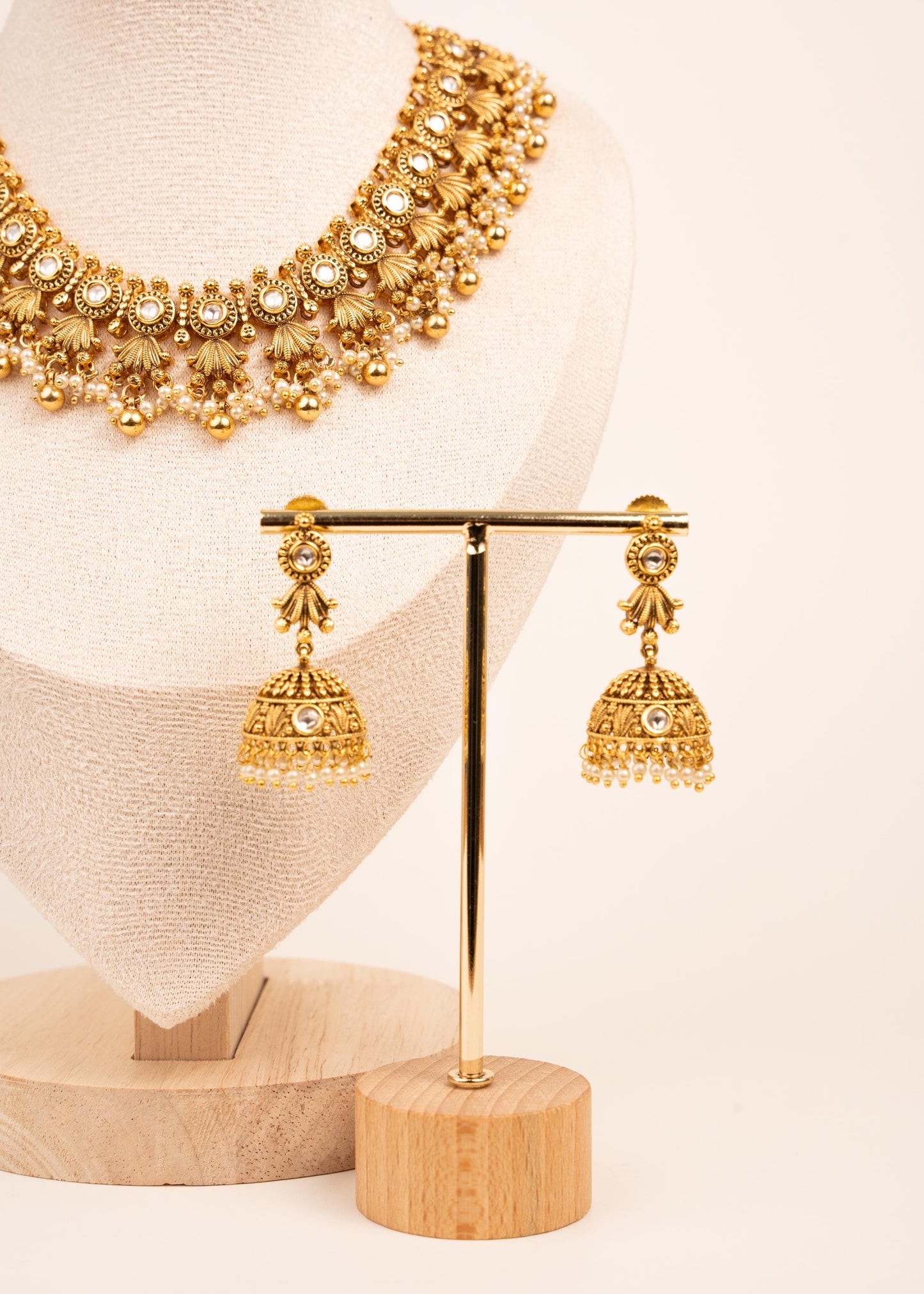 High Quality Gold Plated Choker Necklace Set/ Temple Jewelry/ South Indian Jewelry/ Traditional Jewelry/ Statement Necklace/ Kundan Jewelry