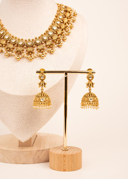 High Quality Gold Plated Choker Necklace Set/ Temple Jewelry/ South Indian Jewelry/ Traditional Jewelry/ Statement Necklace/ Kundan Jewelry