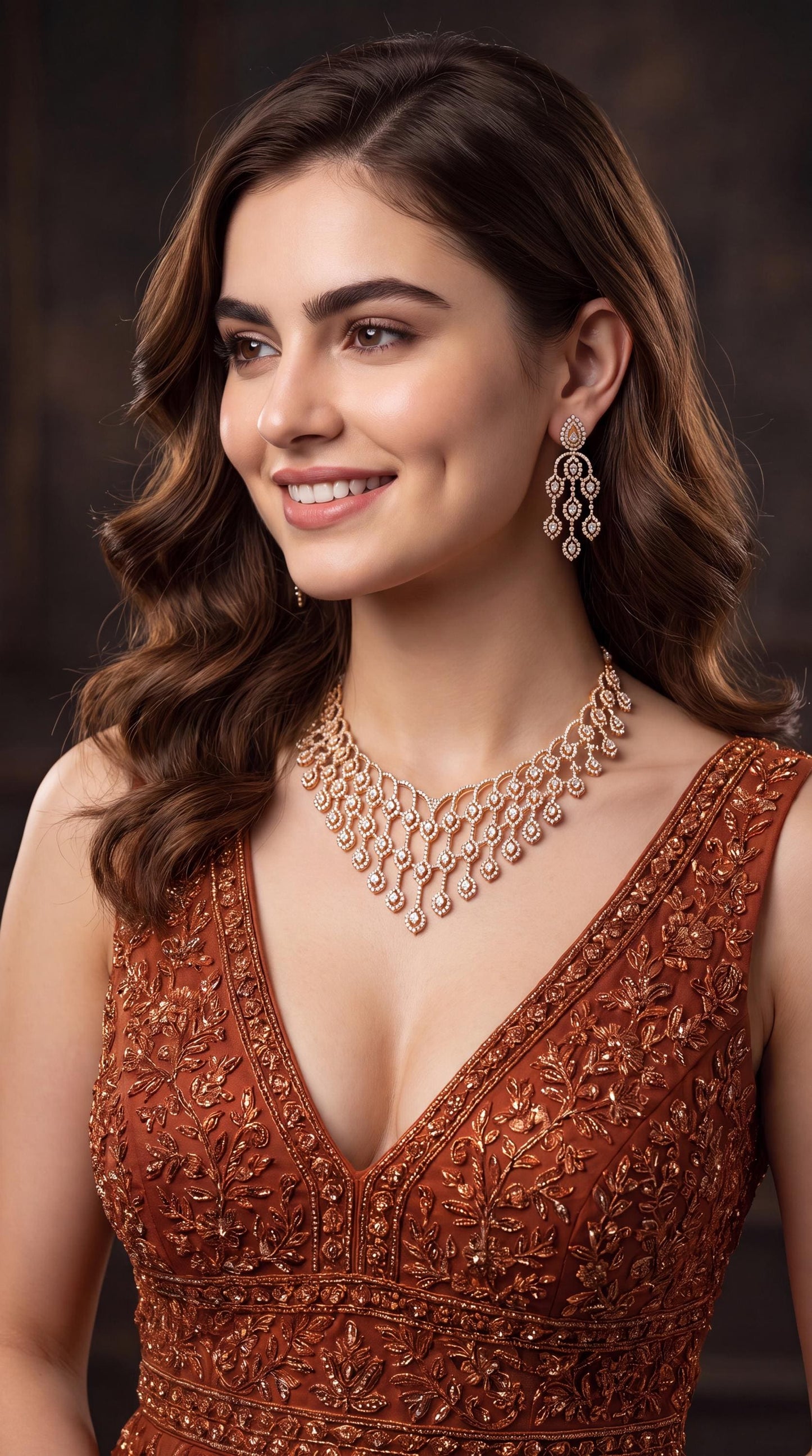 Sparkling Moissanite Necklace Set/ Statement Necklace/ Reception Necklace/ Festive Jewelry/ Moissanite Bridal Choker Set/ Reception Wear