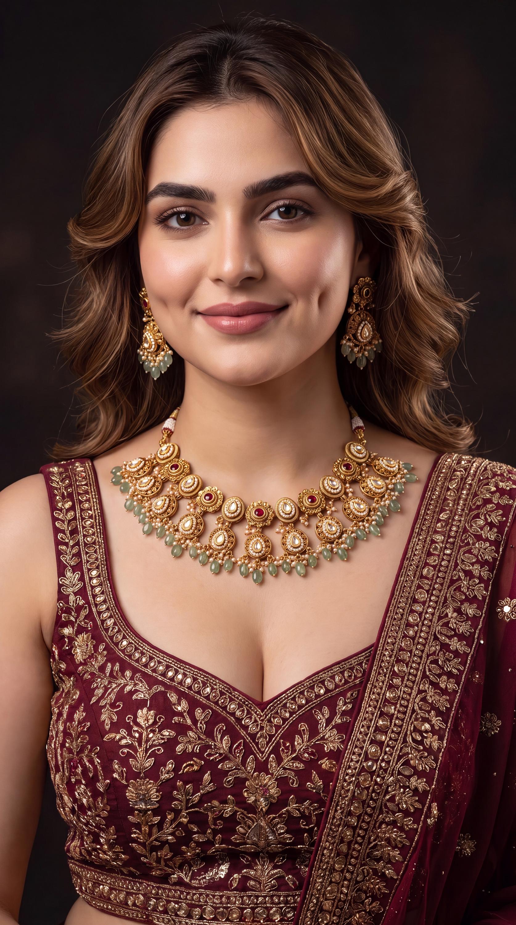 Premium Kundan Bridal Choker Necklace Set/ Green Bead Choker/ Indian Wedding Jewelry/ Gold Plated Kundan Choker/ Pakistani Jewelry